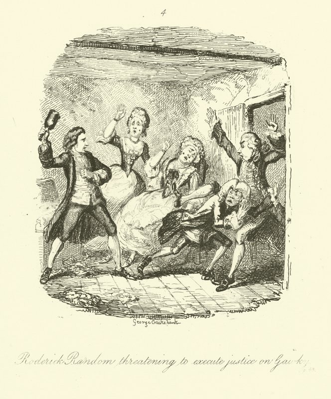 Illustration til Roderick Random af Tobias Smollett af after George Cruikshank
