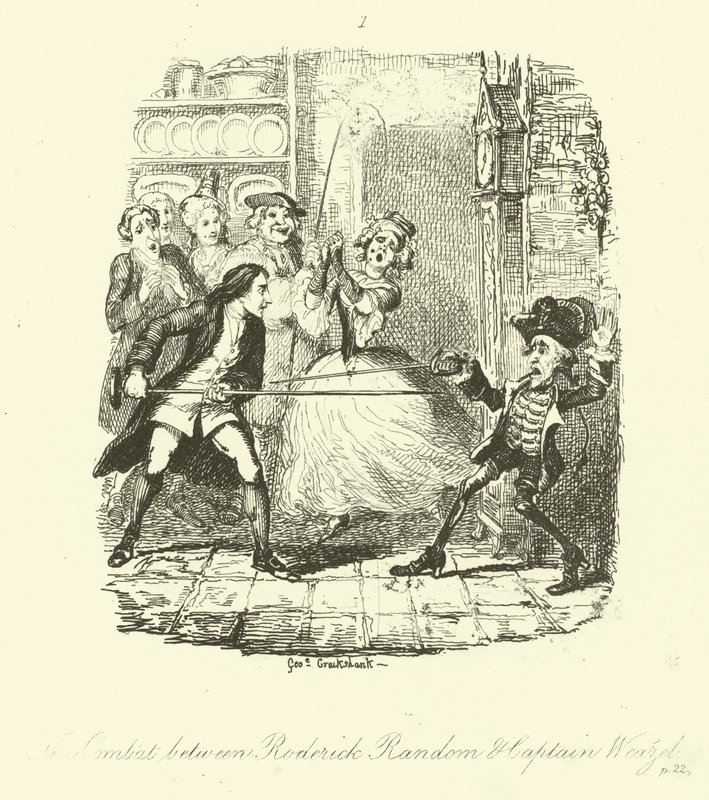 Illustration til Roderick Random af Tobias Smollett af after George Cruikshank