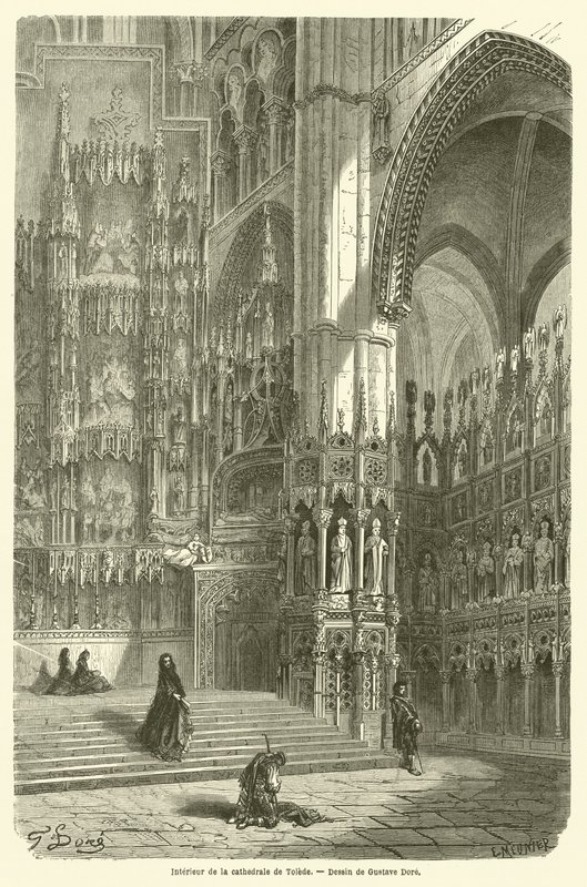Interiør af katedralen de Tolede af Gustave after Dore