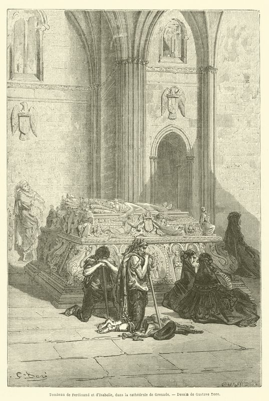 Ferdinand og Isabellas grav i katedralen i Granada af Gustave after Dore