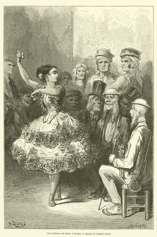 Et danseakademi i Sevilla af Gustave after Dore