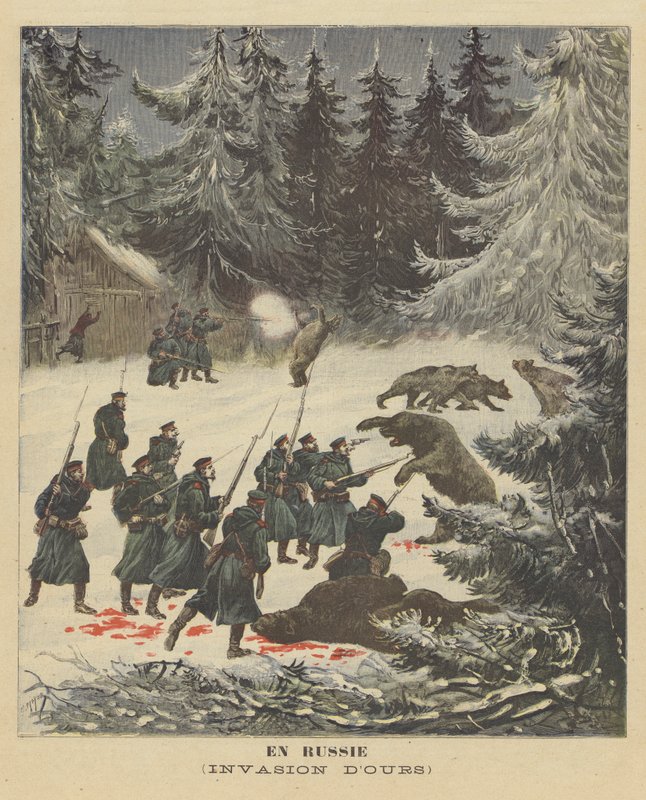 En invasion af bjørne i Rusland af after Henri Meyer