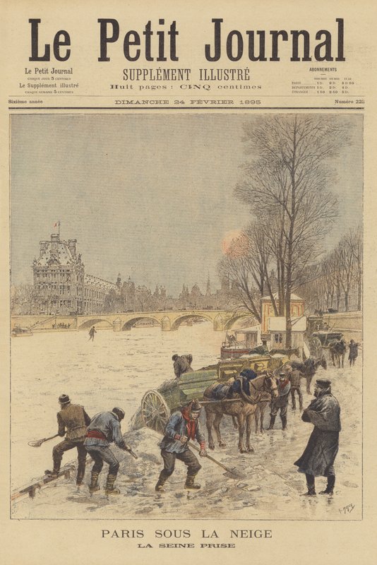 Paris under sneen. Den frosne flod Seine af after Henri Meyer
