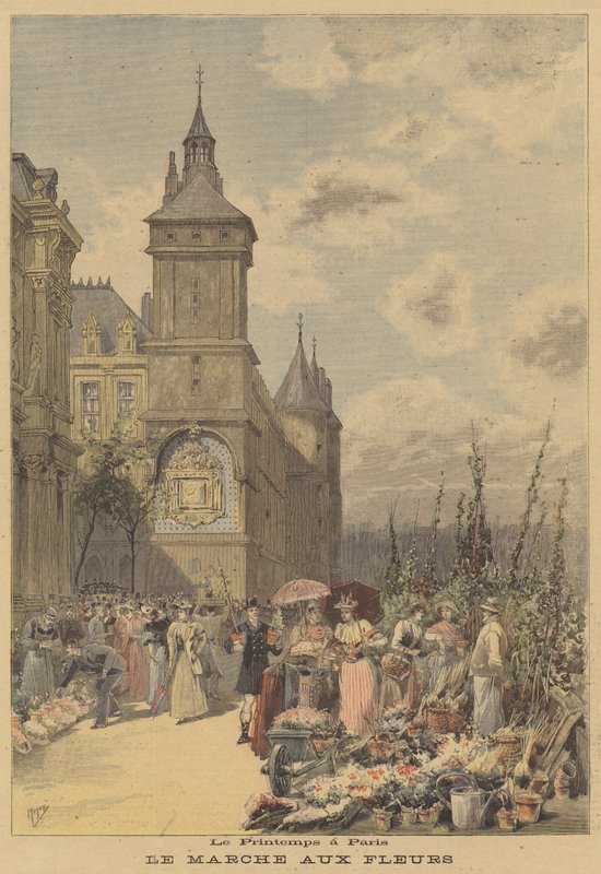 Forår i Paris. Blomstermarkedet af after Henri Meyer