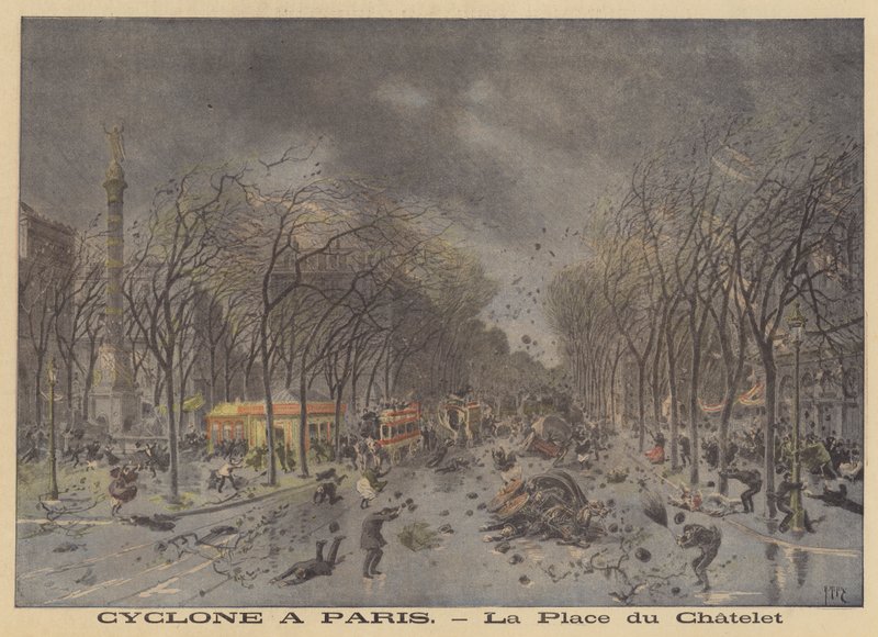 Stormskader på Place du Chatelet, Paris af after Henri Meyer