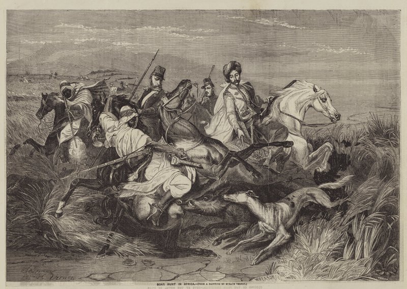 Ornejagt i Afrika af after Horace Vernet