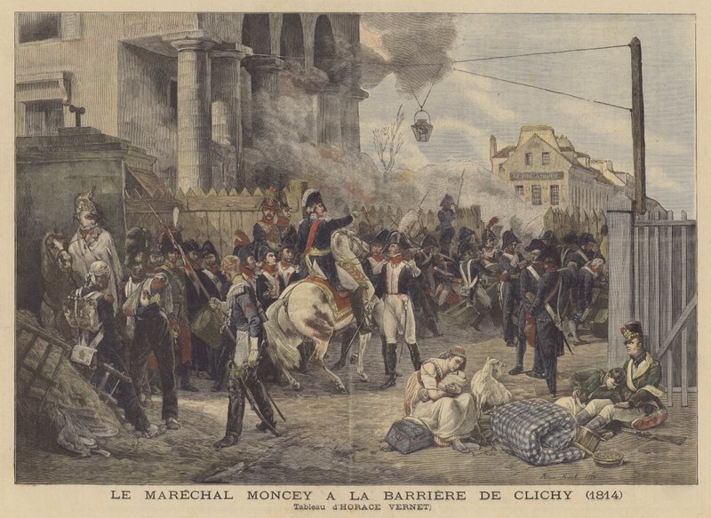 Marshal Moncey ved Clichy Gate i 1814 af after Horace Vernet