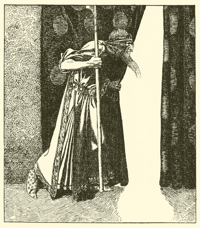 Kong Mark grubler over ondt af after Howard Pyle