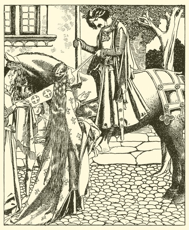 Sir Launcelot og Elouise the Fair af after Howard Pyle