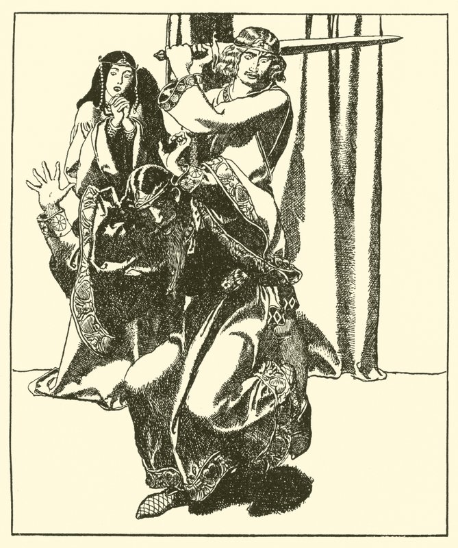 Sir Tristram angriber kong Mark af after Howard Pyle