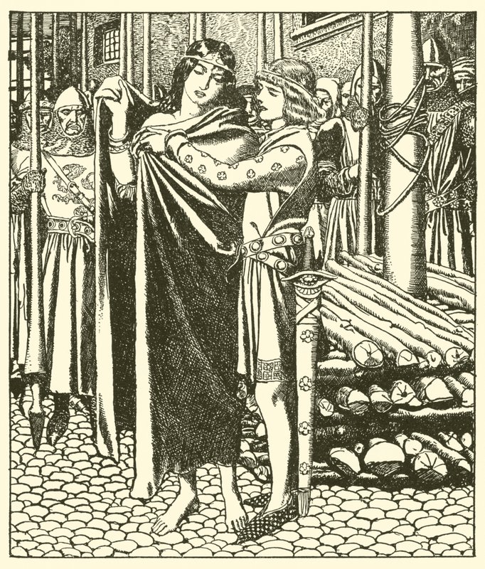 Tristram hjælper Lady Moeya af after Howard Pyle