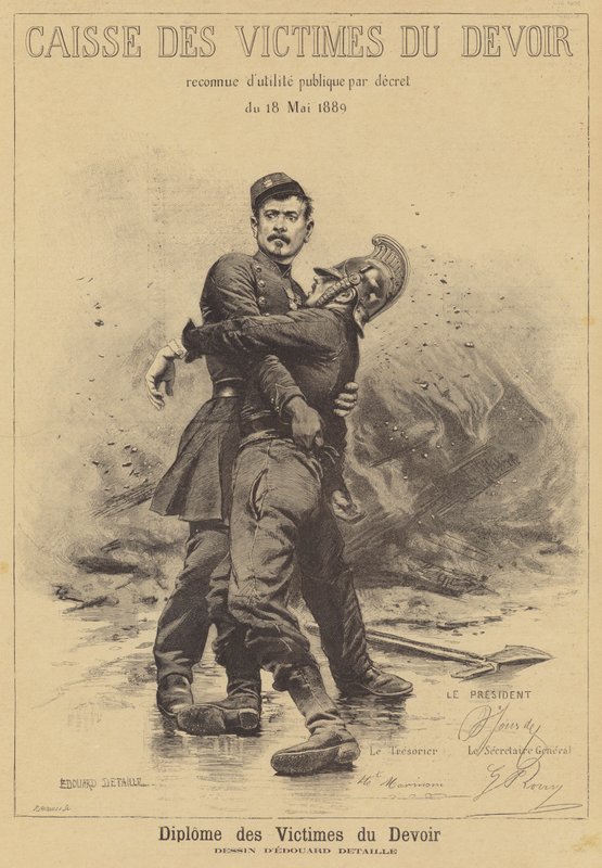Diplom af pligtofrene af after Jean-Baptiste Edouard Detaille