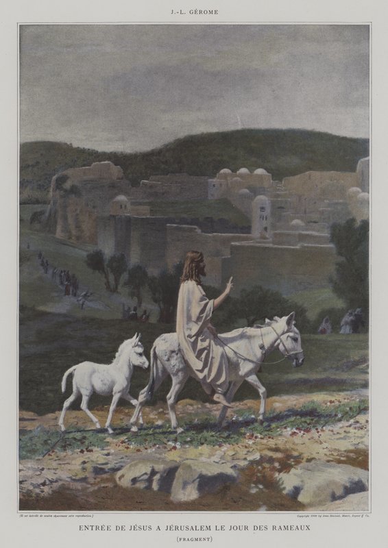 Detalje fra Kristus indtog i Jerusalem palmesøndag af after Jean Leon Gerome