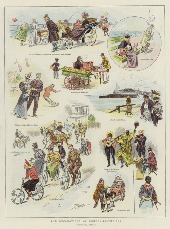 Rekreationerne i London-by-the-Sea (chromolitho) af after John Duncan