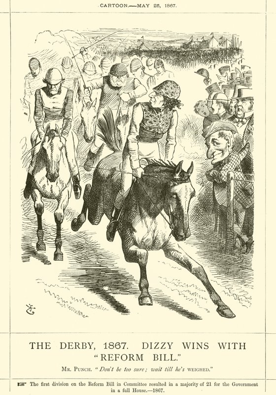 Derbyet, 1867, Dizzy vinder med Reform Bill af after John Tenniel