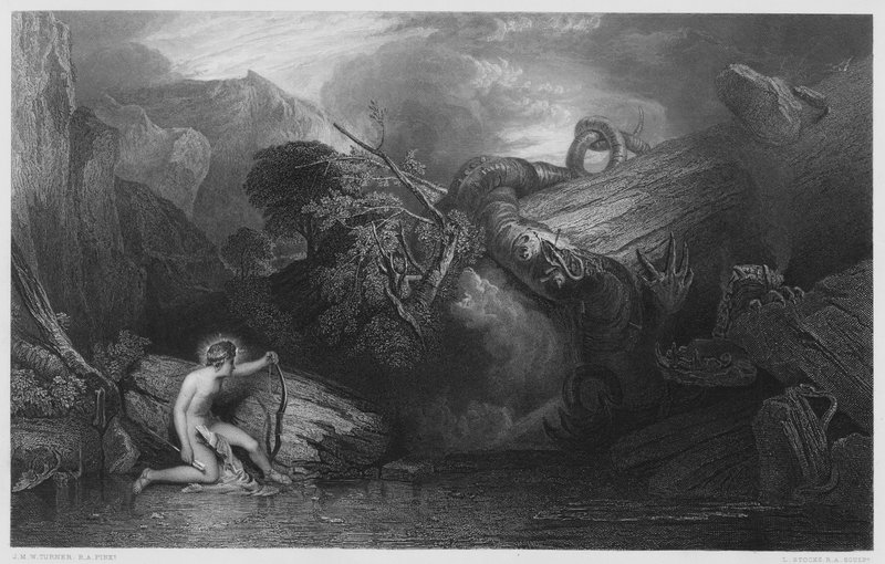 Apollo Killing the Python, fra billedet i National Gallery af after Joseph Mallord William Turner