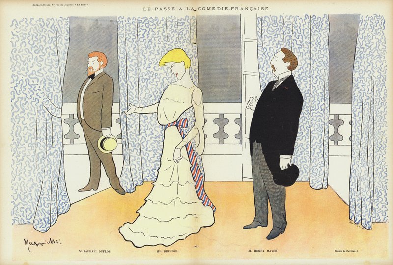 Skuespillere optræder i Le Passe på Comedie-Francaise, illustration til Le Rire af after Leonetto Cappiello