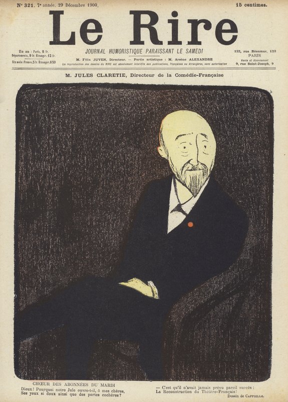 Jules Claretie, direktør for La Comedie-Francaise, Illustration for Le Rire af after Leonetto Cappiello