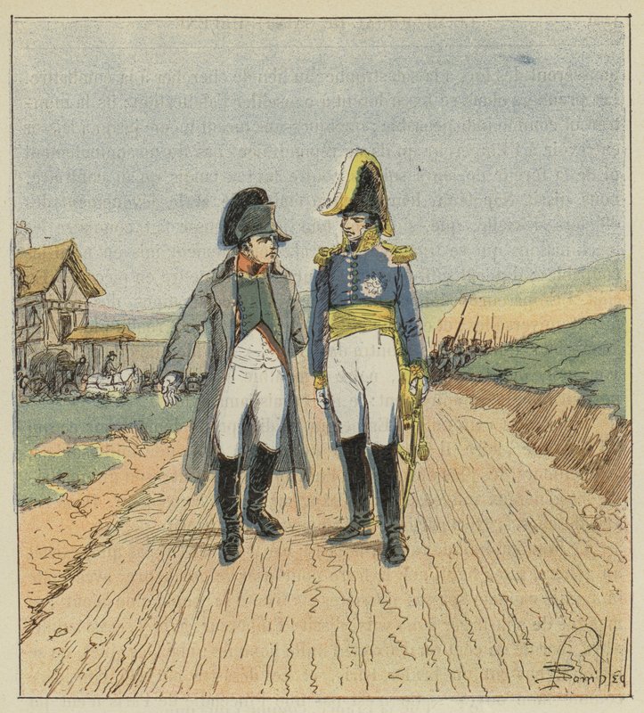 På vej til Elba-øen møder Napoleon Augereau af after Louis Charles Bombled
