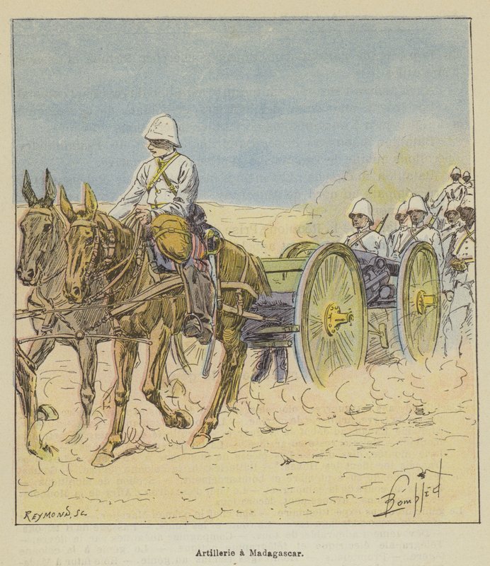 Artilleri på Madagaskar af after Louis Charles Bombled