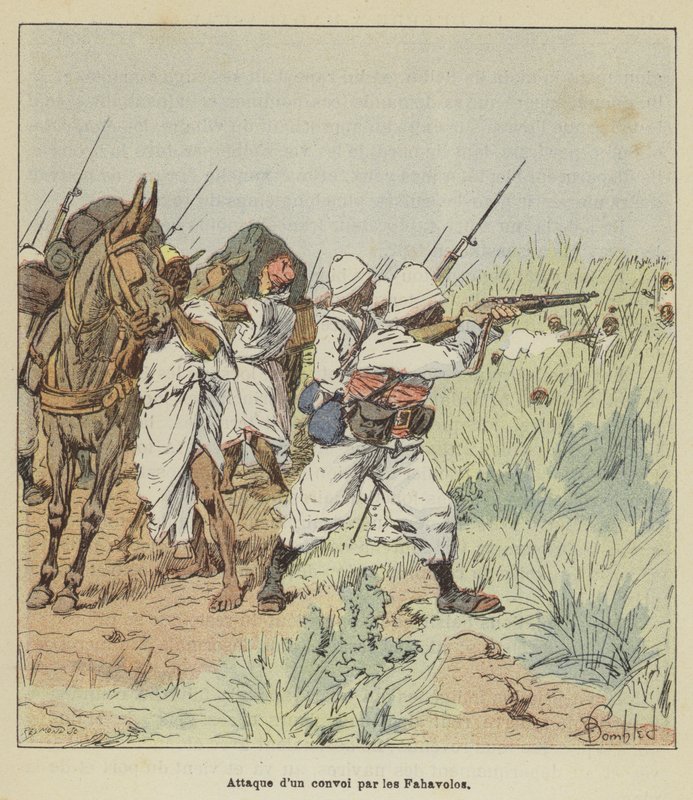 Angreb på en konvoj fra Fahavolos af after Louis Charles Bombled