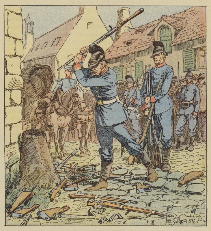 I forstaden til Aydes bryder en bayersk underofficer chasspots af after Louis Charles Bombled