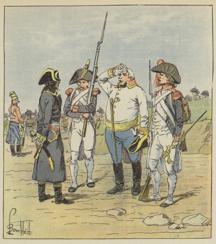 Bonaparte forhører en stor østrigsk fangemajor af after Louis Charles Bombled