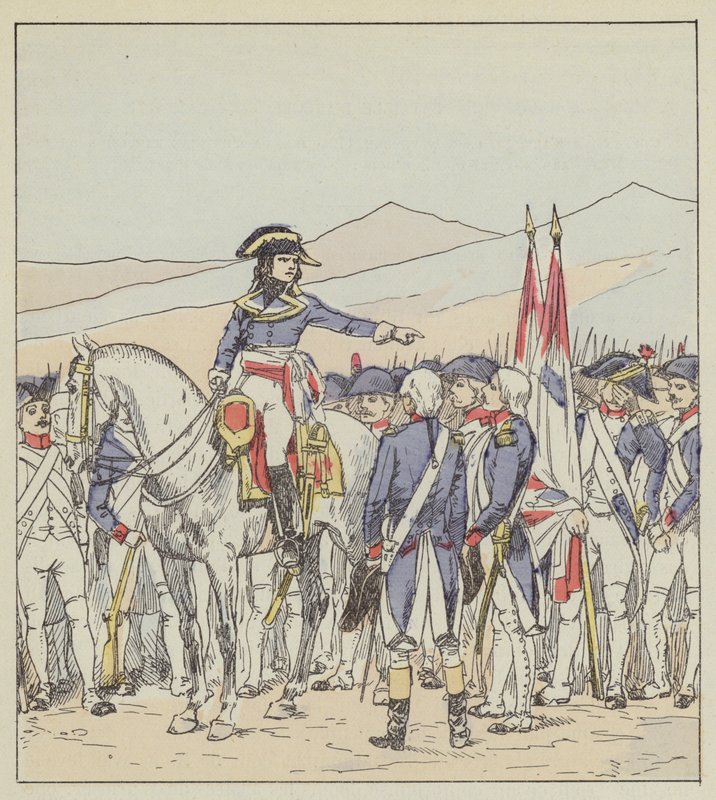Bonaparte irettesætter den 85. og 39. af Vaubois-divisionen på Rivoli-plateauet af after Louis Charles Bombled