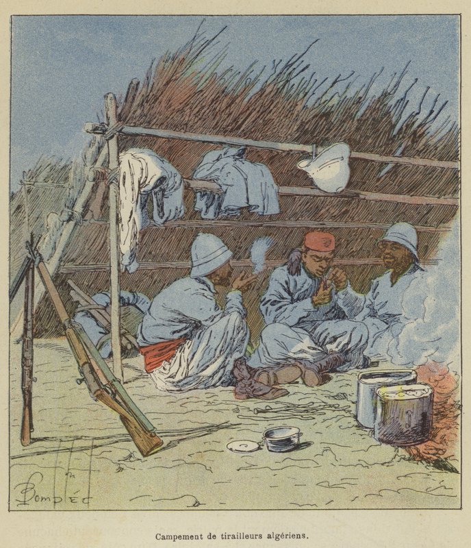 Algeriske riffelmænds lejr af after Louis Charles Bombled