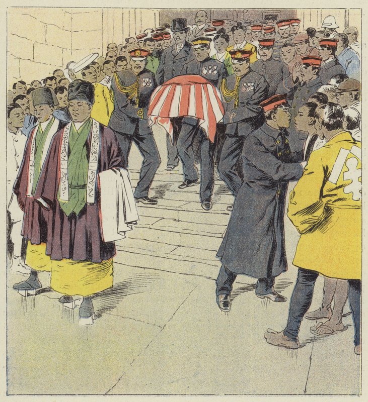 Religiøs militær ceremoni i Tokio af after Louis Charles Bombled
