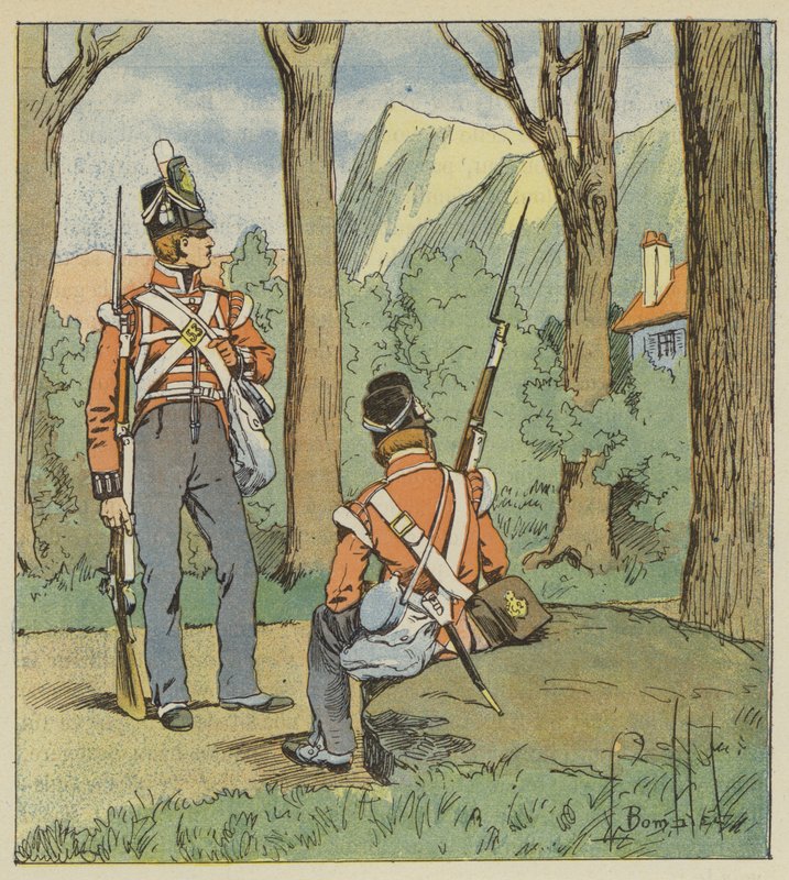Det var her, de to engelske soldater var stationeret for at holde øje med os af after Louis Charles Bombled