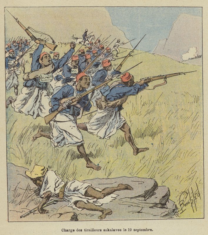 Anklagen mod de Sakalaviske træfninger den 19. september af after Louis Charles Bombled
