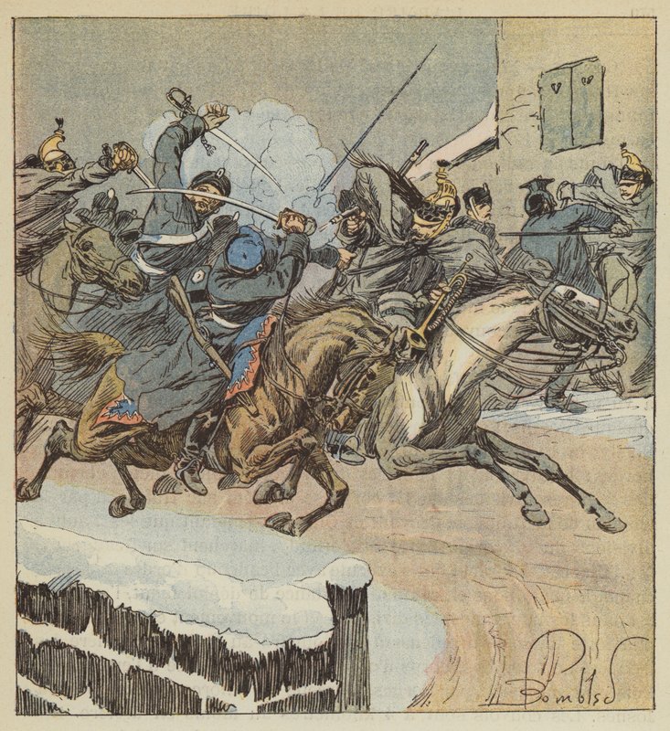 Kamp af Nouans-le-Fuzelier, fourrieren Lajersie dræber majoren af ​​regimentet af husarerne i Posen af after Louis Charles Bombled