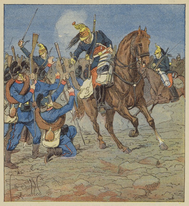 Combat de Vallieres, Vores dragoner angriber et bayersk kompagni og tager det til fange af after Louis Charles Bombled