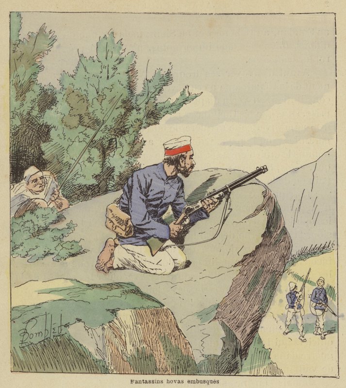 Hovas baghold infanteri af after Louis Charles Bombled