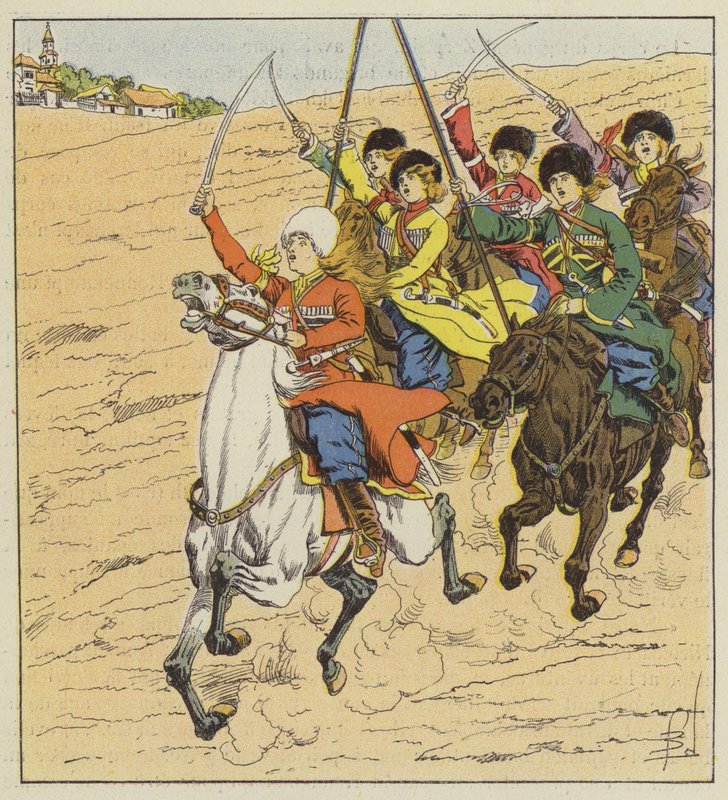 Kosakkvinder frivillige af after Louis Charles Bombled