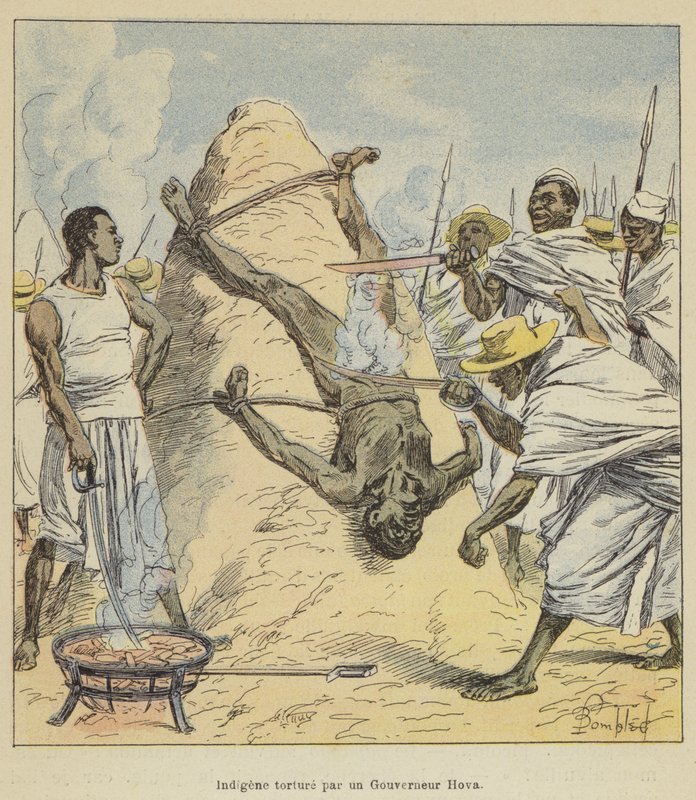 Indfødt tortur af guvernør Hova af after Louis Charles Bombled