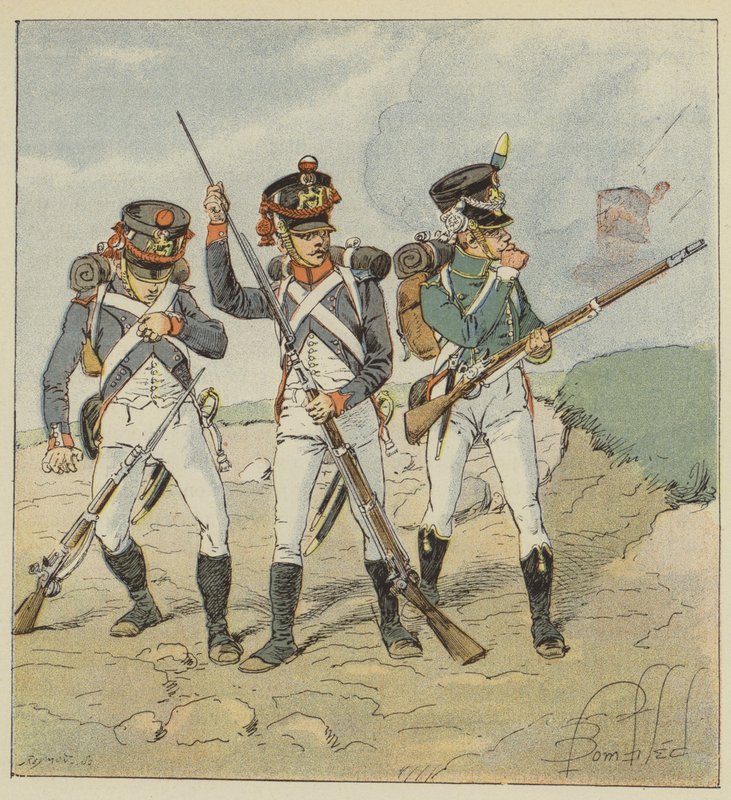 Ung garde, 1806, værnepligtig-grenader, tirailleur-grenader, flanker-jæger af after Louis Charles Bombled