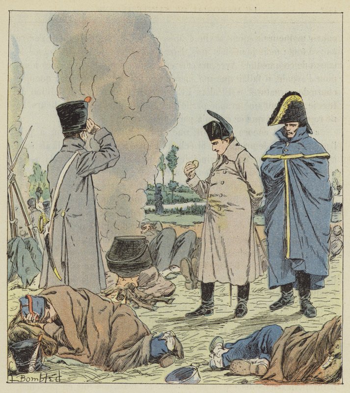 Kejseren ved bivuak ved bredden af ​​Sambre af after Louis Charles Bombled