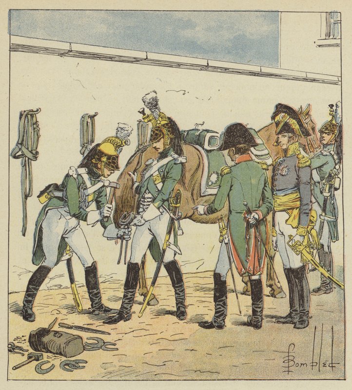 Kejseren inspicerer Saint-Germain-skolen af after Louis Charles Bombled