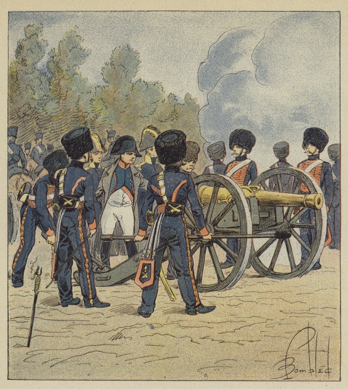 Kejseren selv viser ud på de dele af vagten, i Montereau af after Louis Charles Bombled