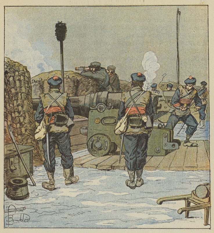 Chevilly marinebatteriet af after Louis Charles Bombled