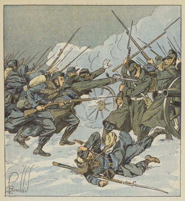 Boudot-firmaet, af de 11. chasseurs, kører på et tysk batteri af after Louis Charles Bombled