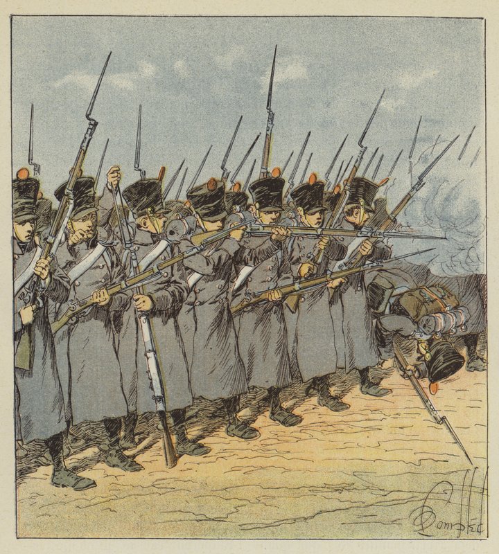 Den modige ungdom, som han befaler, smidig til alt af after Louis Charles Bombled