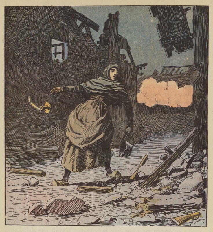 Enken Perrochon dør i Freteval af after Louis Charles Bombled