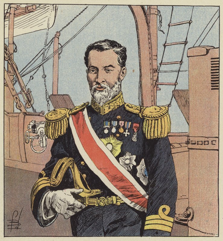 Lamiral Togo, øverstkommanderende for den japanske hær foran Port-Arthur af after Louis Charles Bombled