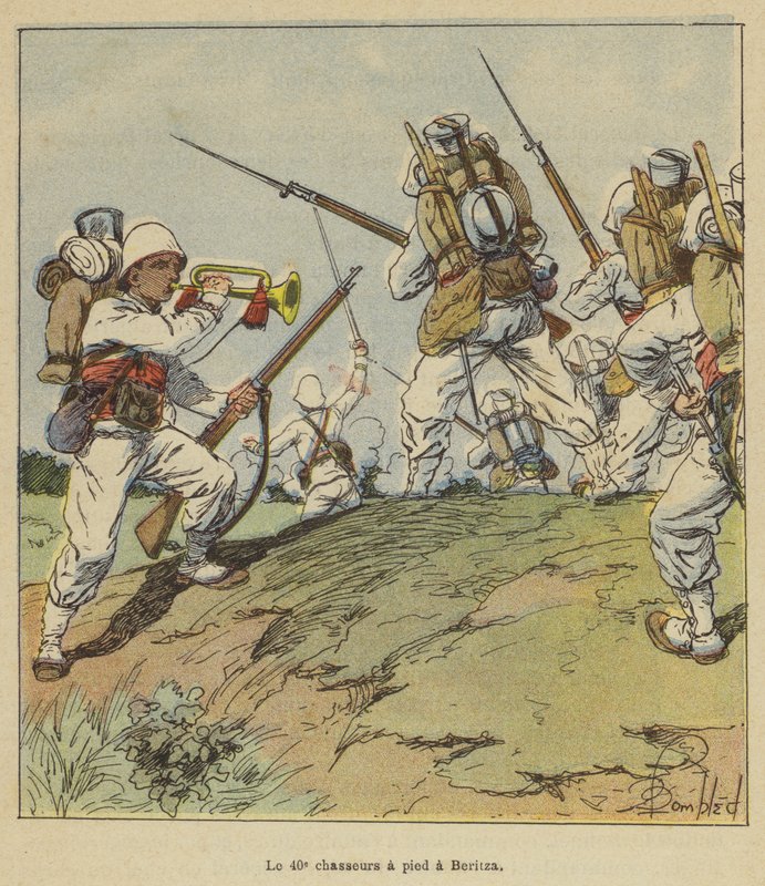 Den 40. jægere til fods i Beritza af after Louis Charles Bombled