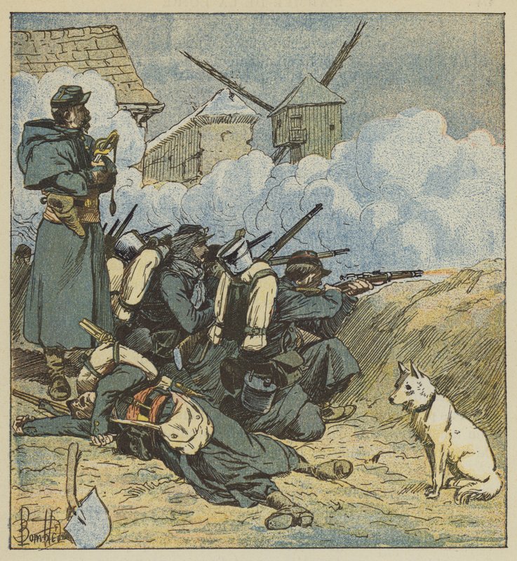 Den 5. marineinfanteribataljon ved Neuville-møllen af after Louis Charles Bombled