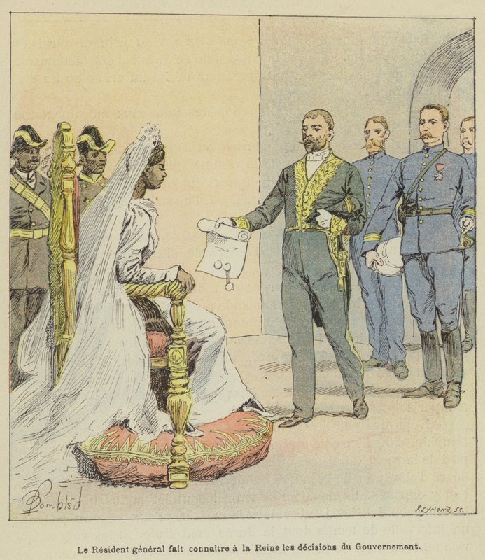 Generalresidenten underretter dronningen om regeringens beslutninger af after Louis Charles Bombled