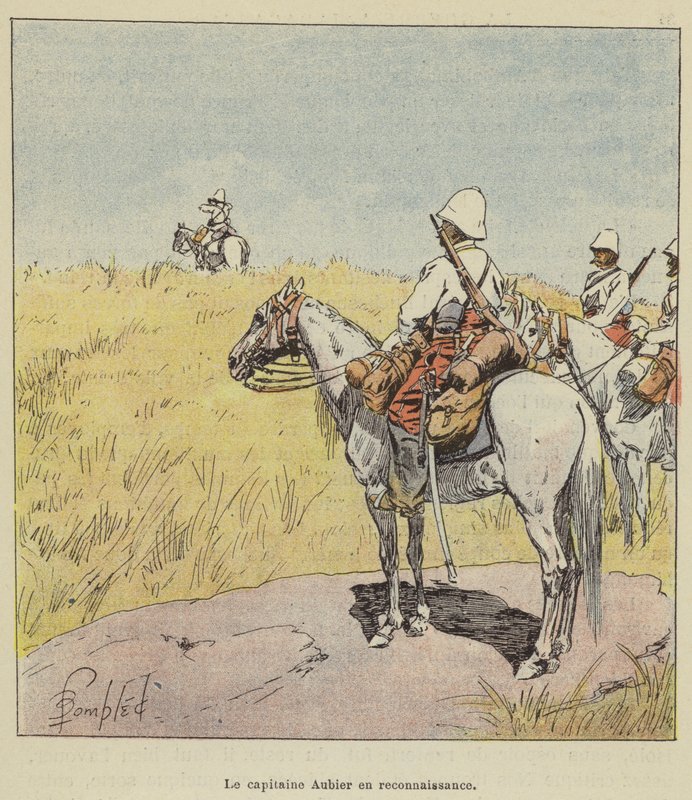 Kaptajn Aubier under rekognoscering af after Louis Charles Bombled